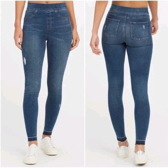 SPANX Denim - Spanx Distressed Ankle Skinny Jean Denim Legging Medium Wash Women’s Size M